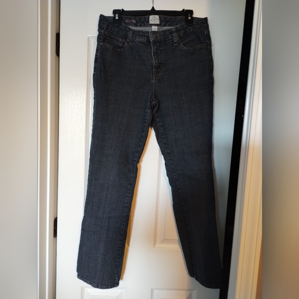 St. John's Bay Dark Denim Women's Straight Leg Jeans Size 12